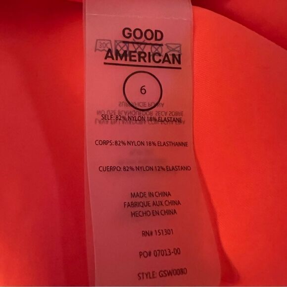 NWT New Good American Netter Cheeky Bottom Hot Coral Neon 6 (3XL) Very Bright - Picture 9 of 10